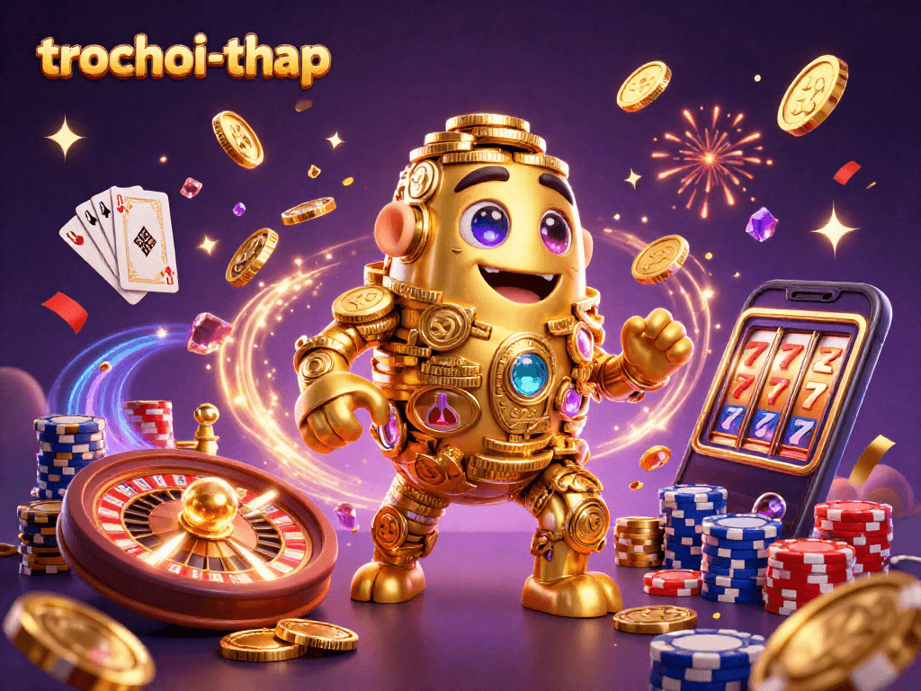 Discover exciting feats in trochoi-thap as the ancient golden golem leads a dazzling casino celebration.