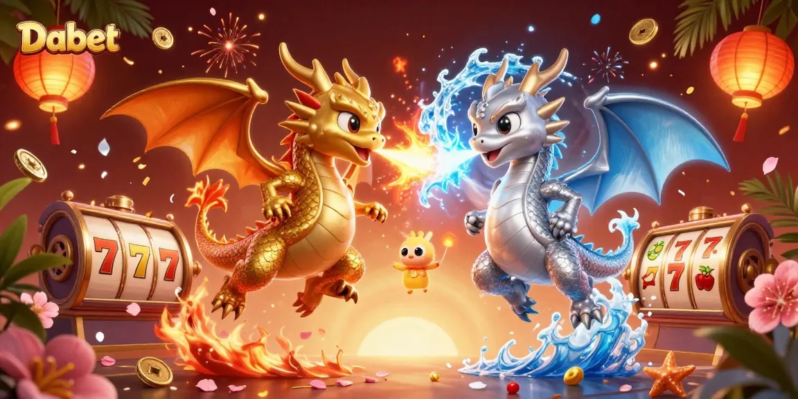 Dabet's thrilling slot adventure highlighted by enchanted dragons amidst dynamic gaming symbols.