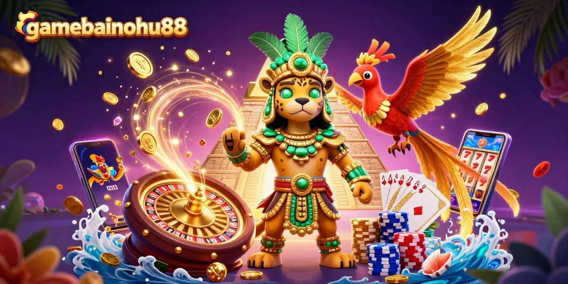 Experience thrilling gameplay with gamebainohu88's captivating Mayan-themed slots and casino elements.
