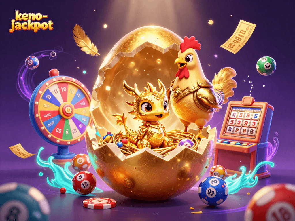 Engage in rapid excitement with keno-jackpot as golden dragon treasures and vibrant lottery elements enhance the thrill.