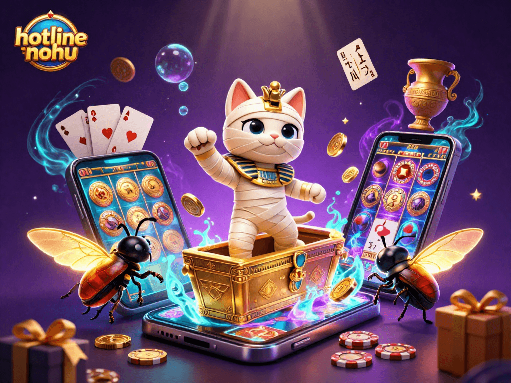 Engage with the exciting hotline-nohu gaming experience featuring lively characters in a vibrant casino.