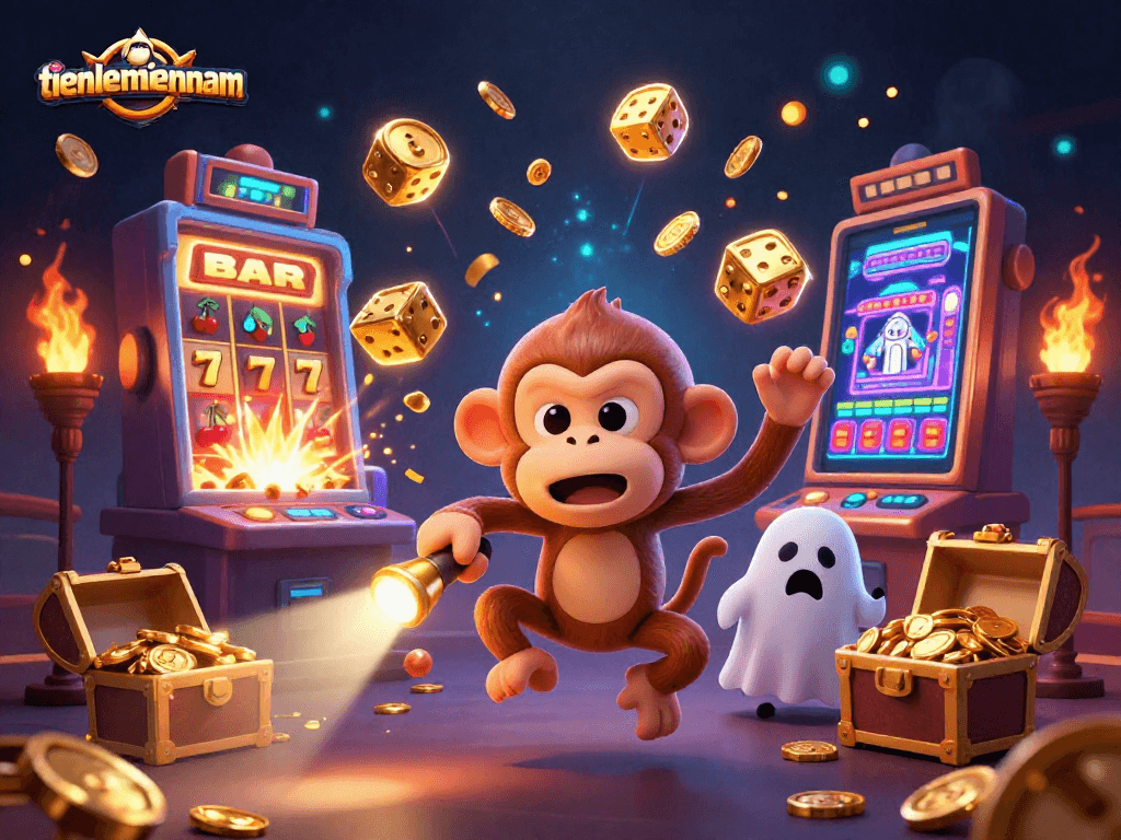 Engage with the tienlenmiennam game strategy in a vibrant casino scene full of exciting elements.