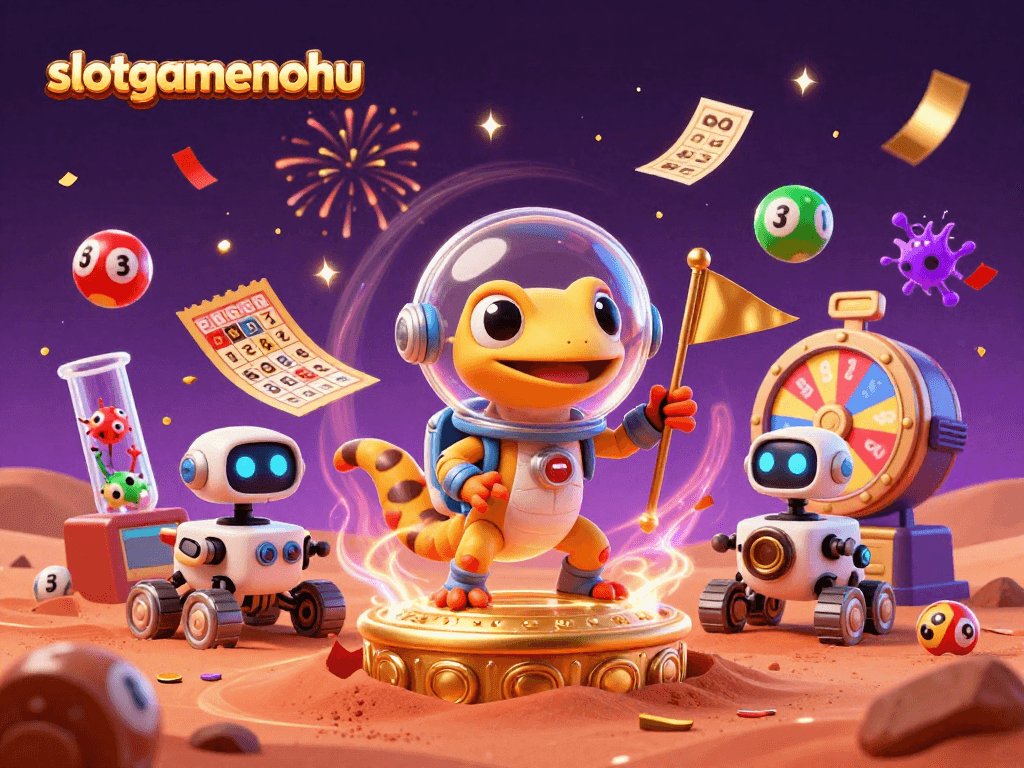 Spin jackpots and win with slotgamenohu's vibrant casino games amid alien celebrations.