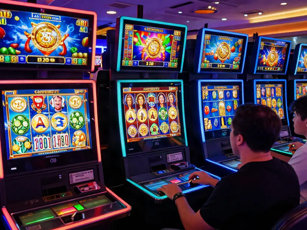 Players enjoying non Gamstop slots in a vibrant online casino gaming setup.