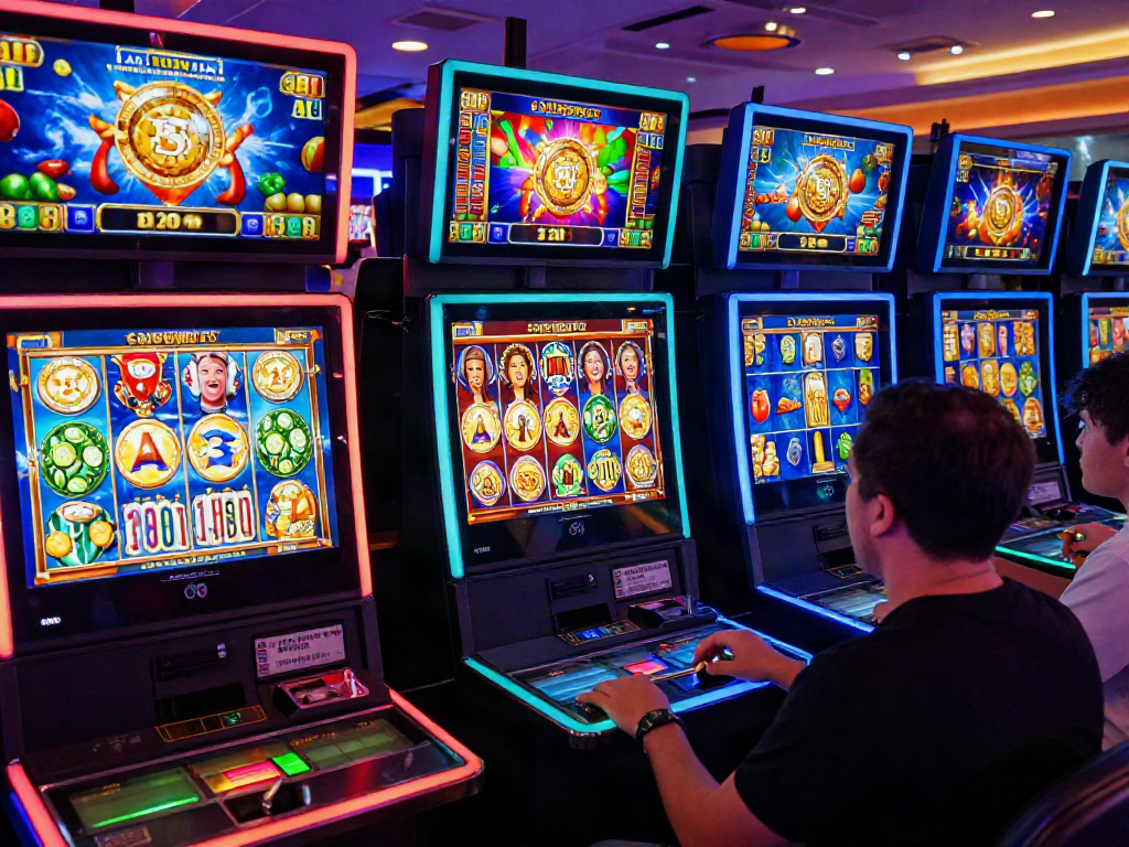 Players enjoying non Gamstop slots in a vibrant online casino gaming setup.
