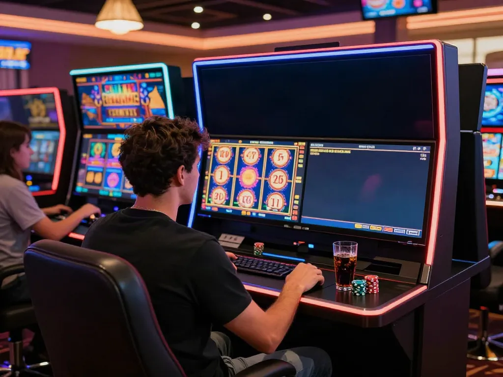 Player enjoying non gamstop slots at an online casino with vibrant graphics.