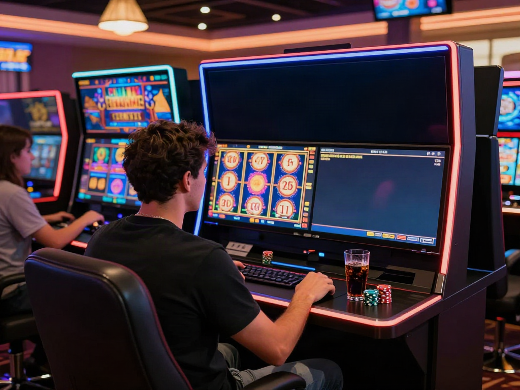 Player enjoying non gamstop slots at an online casino with vibrant graphics.