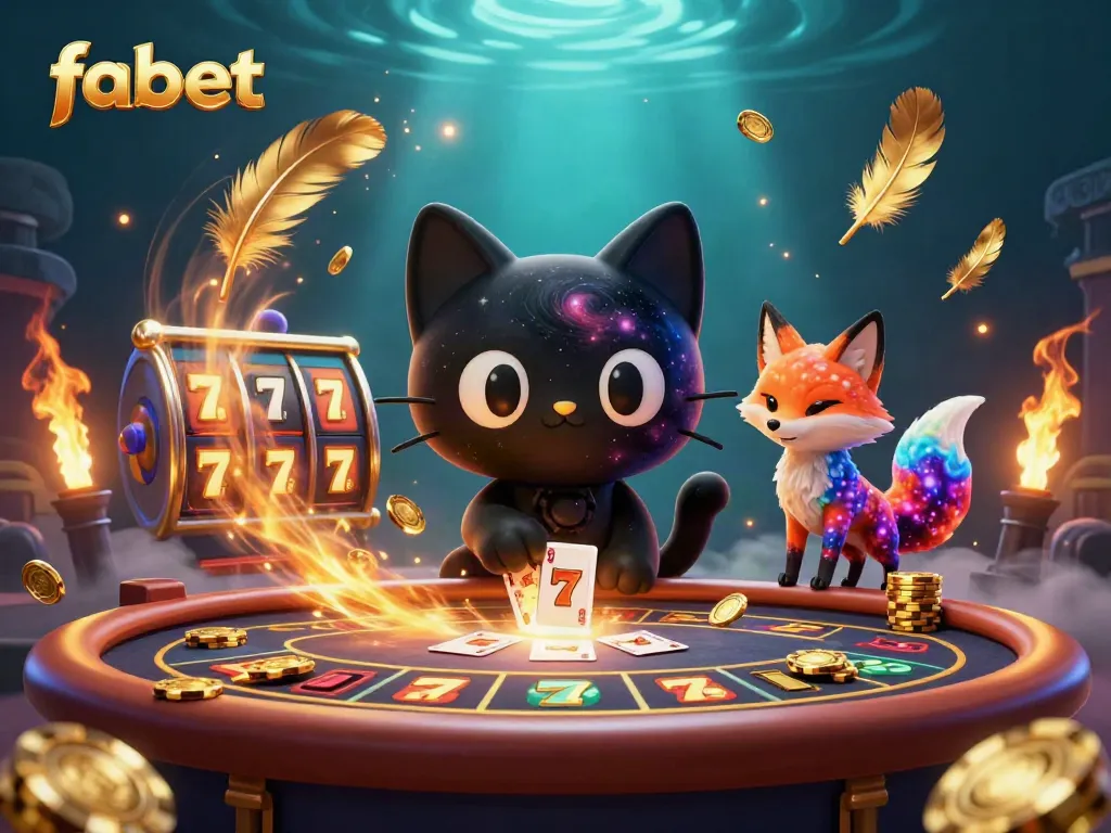 Engage in thrilling casino action with fabet's cosmic casino scene featuring vibrant characters and colorful elements.