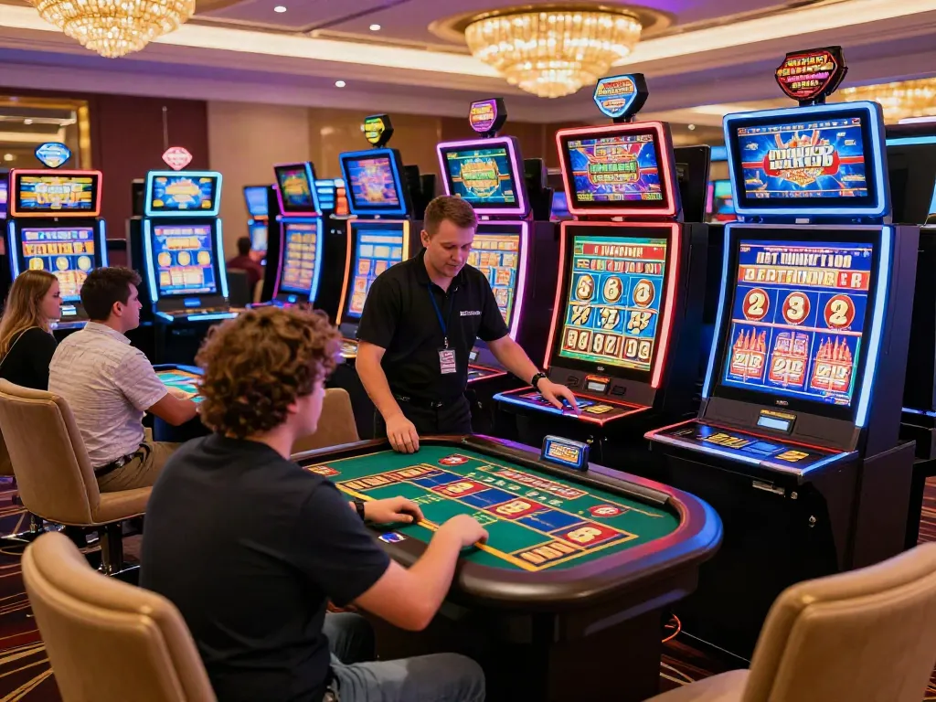 Exciting scene of players at non gamstop slots in a vibrant casino atmosphere, highlighting diverse gaming experiences.