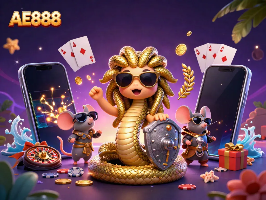 Engage in exhilarating slot gaming at AE888, featuring vibrant characters and festive elements.