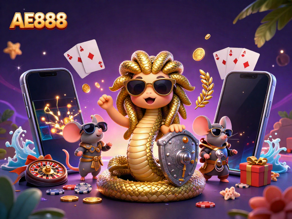 Engage in exhilarating slot gaming at AE888, featuring vibrant characters and festive elements.