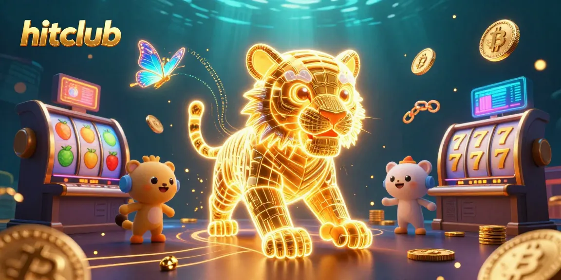 Experience hitclub's vibrant gaming scene with a neon tiger amidst dynamic slot games.