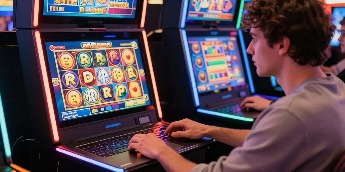 A player enjoying non gamstop slots on a vibrant online casino setup with engaging graphics.