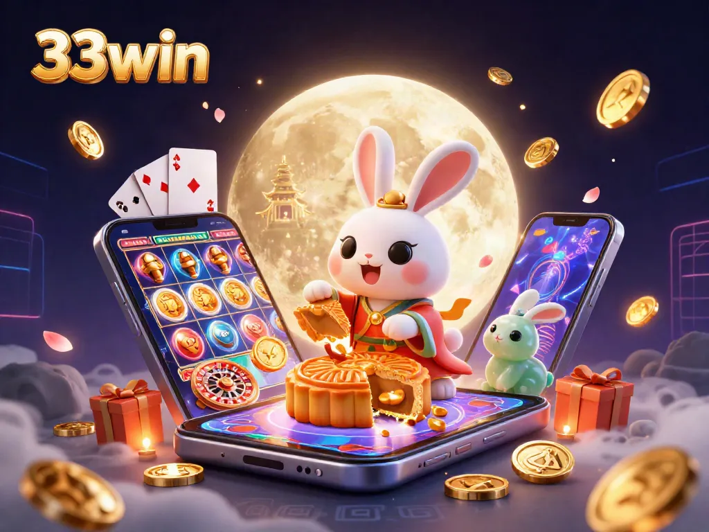 Experience the thrill of 33win with a captivating scene featuring playful casino elements and folklore magic.