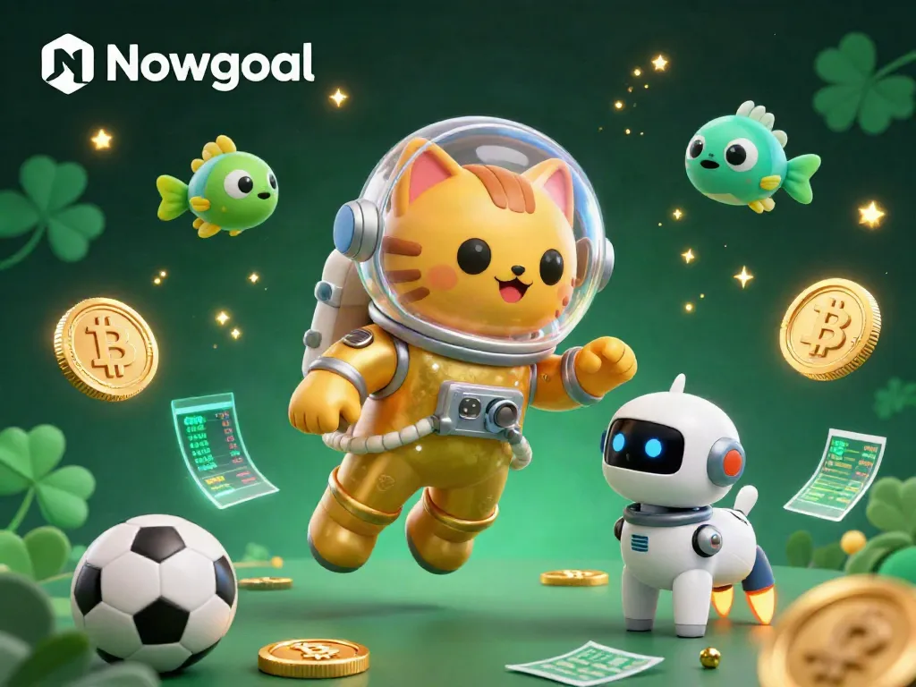 Score big with real-time betting details on Nowgoal alongside vibrant alien elements and sports motifs.