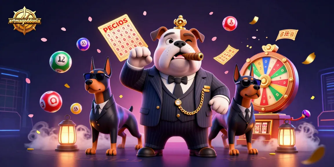 Bet on an exciting future at artmageddonla with vibrant lottery balls and a charismatic bulldog