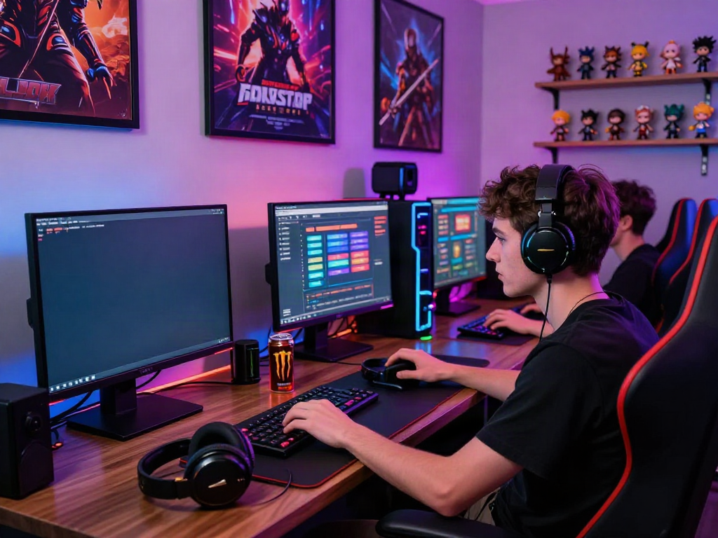 Engaging digital gaming setup with vibrant lights showcasing non gamstop slots.
