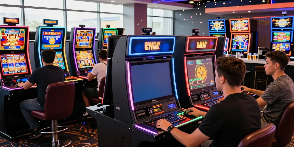 Non gamstop slots gaming scene with diverse players enjoying vibrant digital slot games.