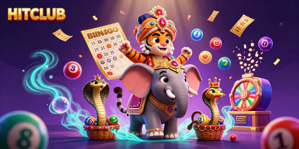 Engage in thrilling activities at HITCLUB with vibrant game elements and characters in a dynamic casino setting.