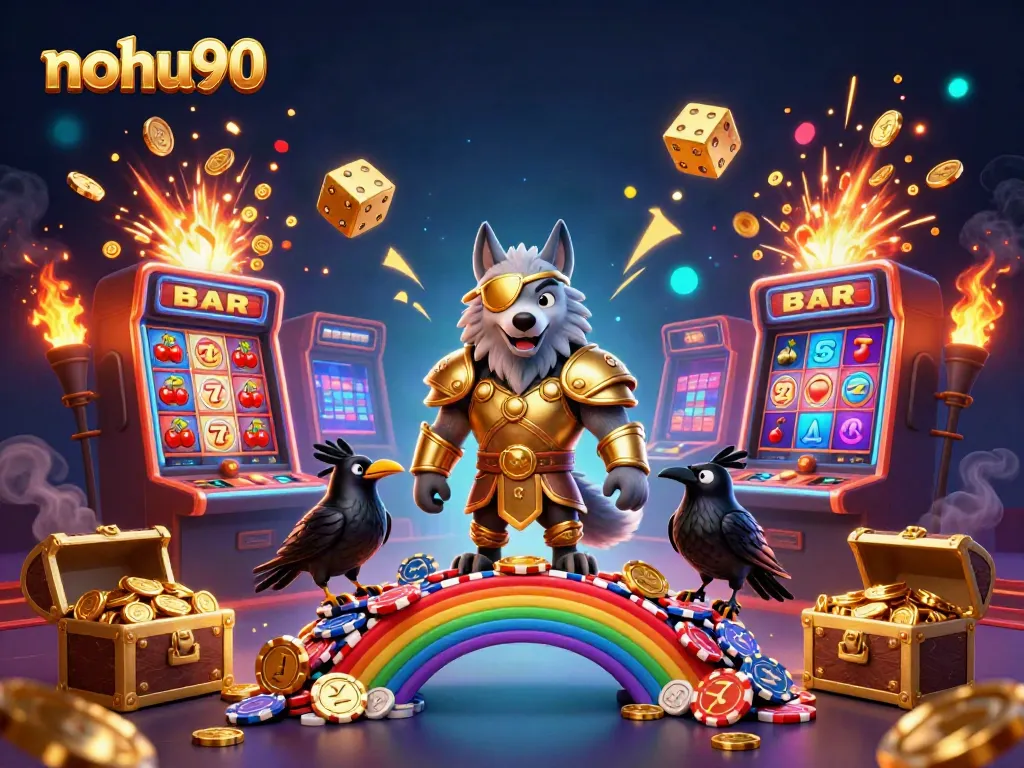 Engage in thrilling gameplay at nohu90 with a vibrant illustration of a jackpots scene featuring Odin and his ravens.